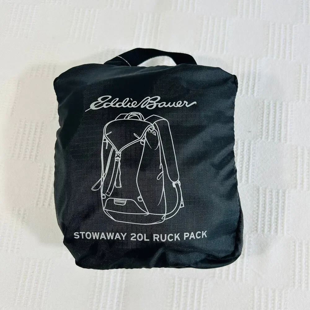 Eddie Bauer 20L Stowaway Ruck Pack Black 100% Polyester